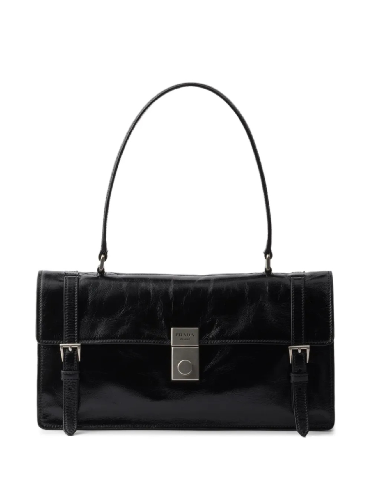 

Сумка Prada из натуральной кожи среднего размера, черный