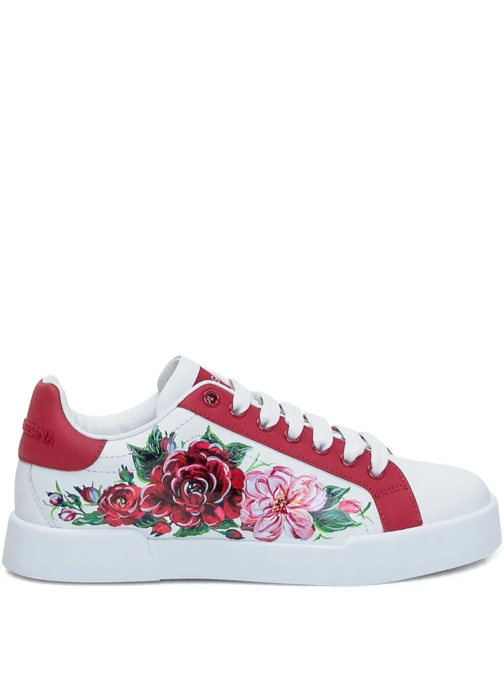 Кеды с цветочным принтом DOLCE & GABBANA, красный