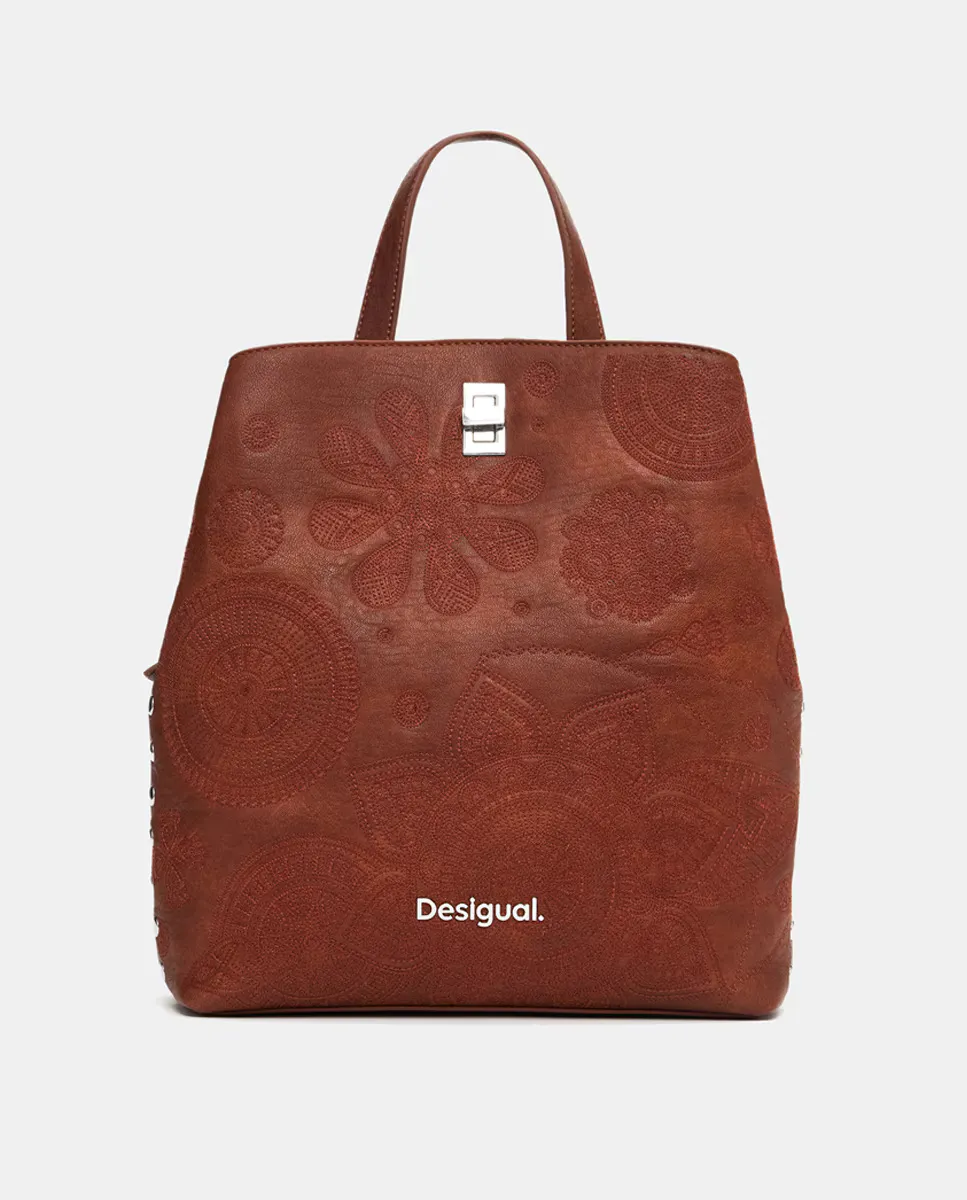

Небольшой рюкзак с цветочным тиснением Desigual, цвет Camel
