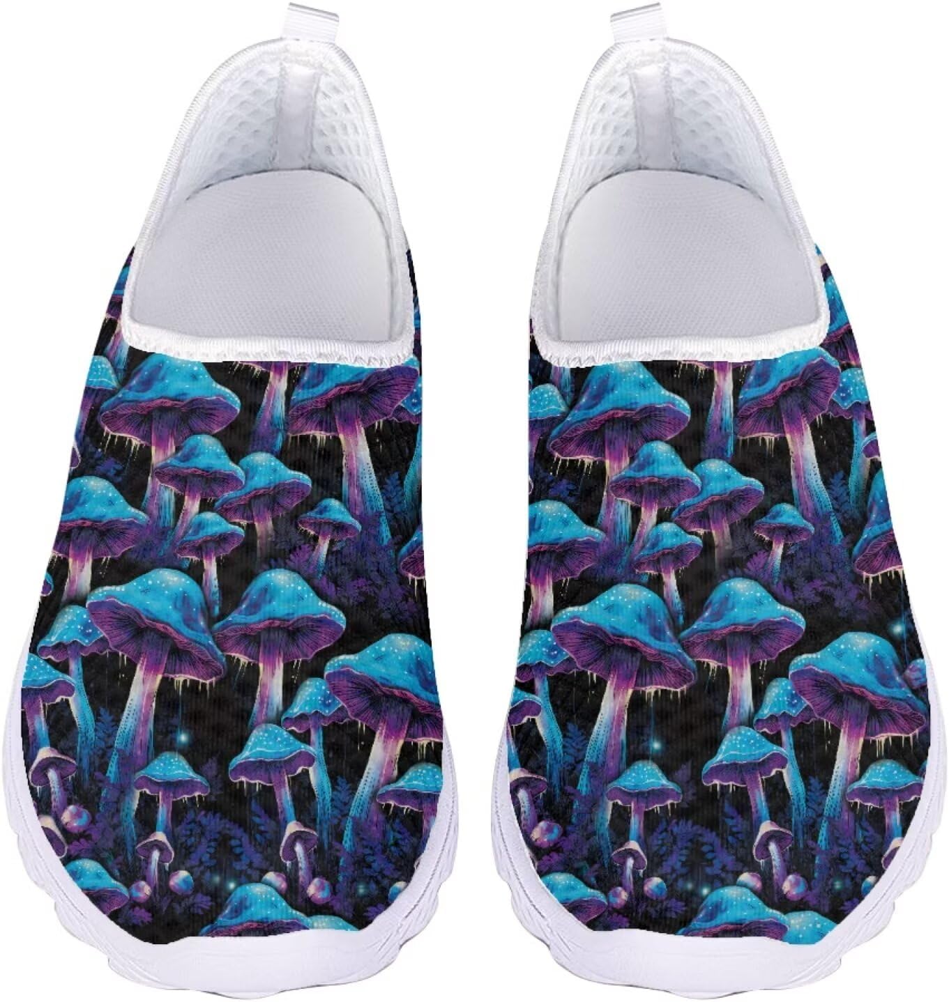 

Кроссовки Jeiento Slip On для женщин и мужчин с широким носком, легкие спортивные кроссовки из сетки, женские мягкие слипоны, Hippie Mushrooms