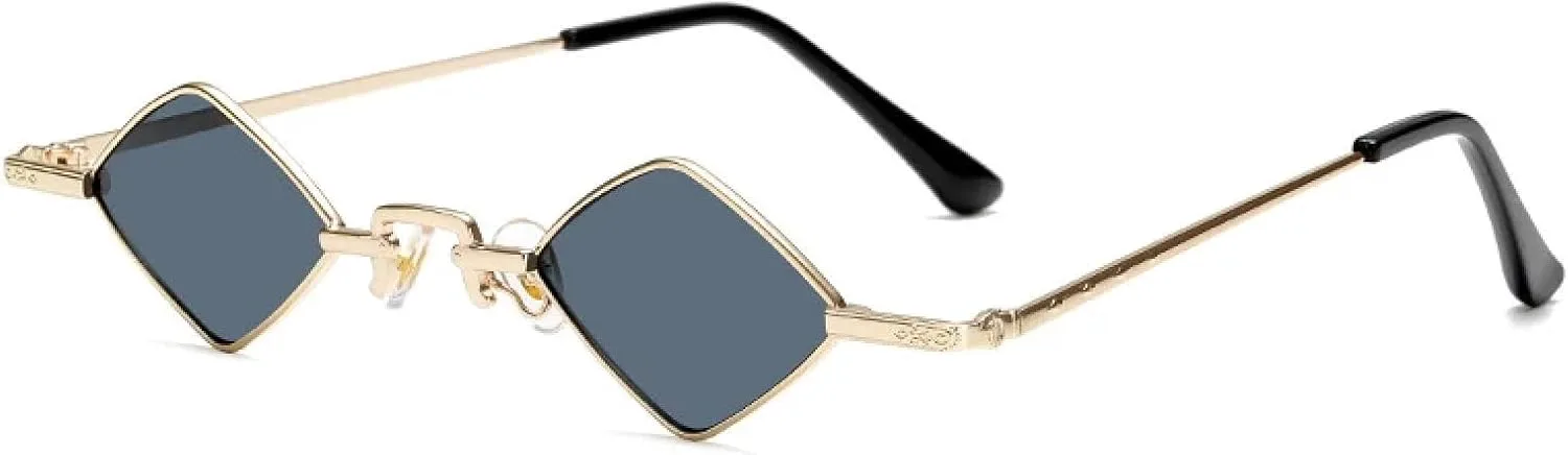 

Модные солнцезащитные очки для женщин в винтажном стиле с металлическим корпусом, маленькая оправа, ретро-панк, защита от УФ-излучения UV400 TVTBBVV, C2 Gold-grey