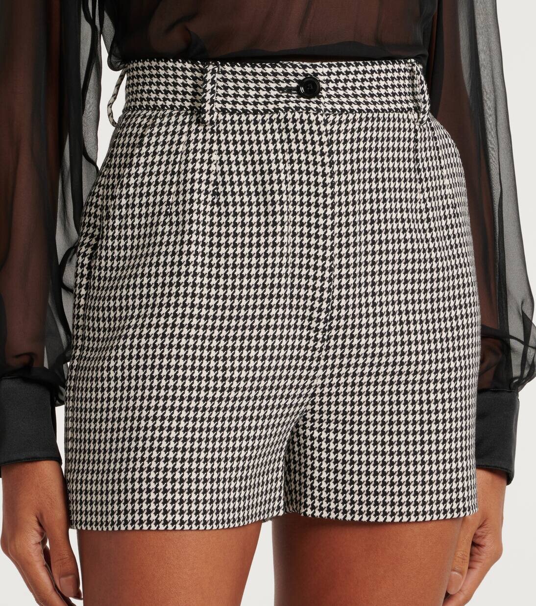 Шорты с высокой посадкой из смесовой шерсти в ломаную клетку Dolce&Gabbana, цвет quadri-check-tartan — фото 4