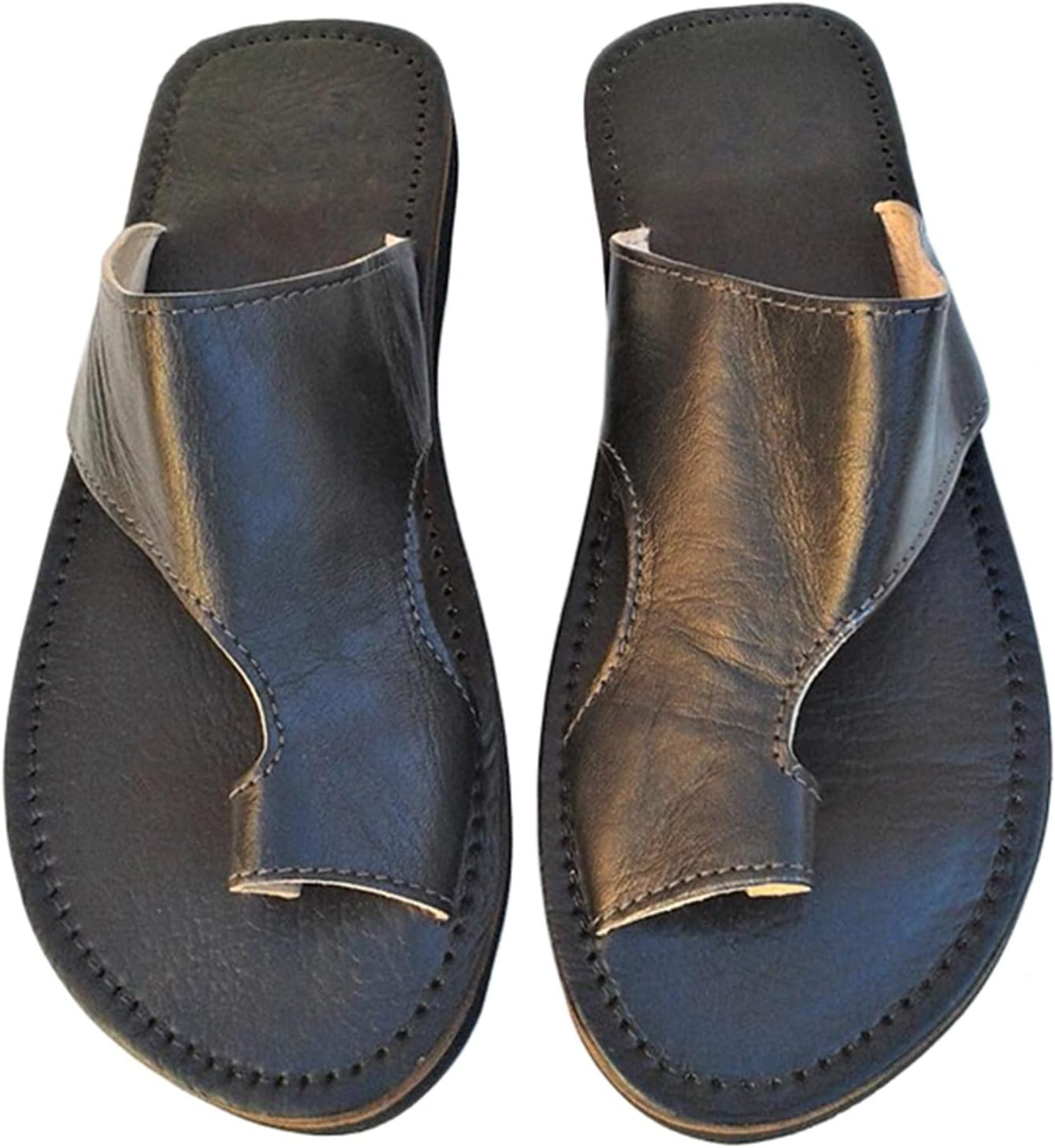 

Сандалии от подошвенного фасциита для мужчин, винтажные римские легкие ортопедические шлепанцы, повседневные удобные мягкие шлепанцы при Hallux Valgus, для поддержки свода стопы/коррекции стопы Wcxty, черный