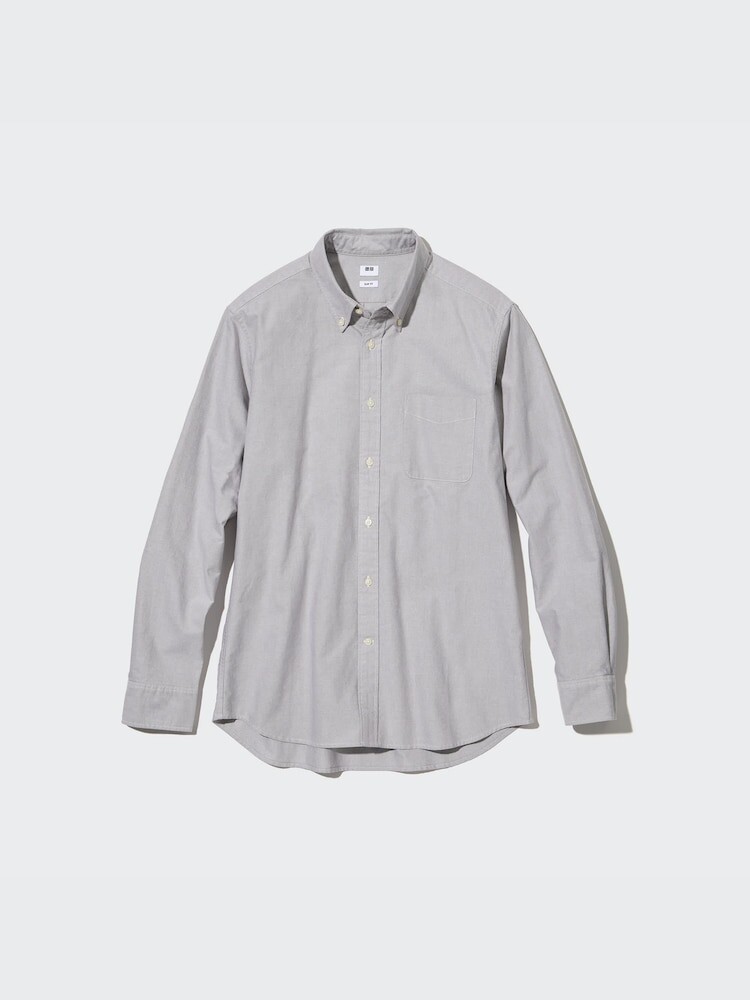 Рубашка Оксфорд узкий крой Uniqlo, цвет 01 белый — фото 2
