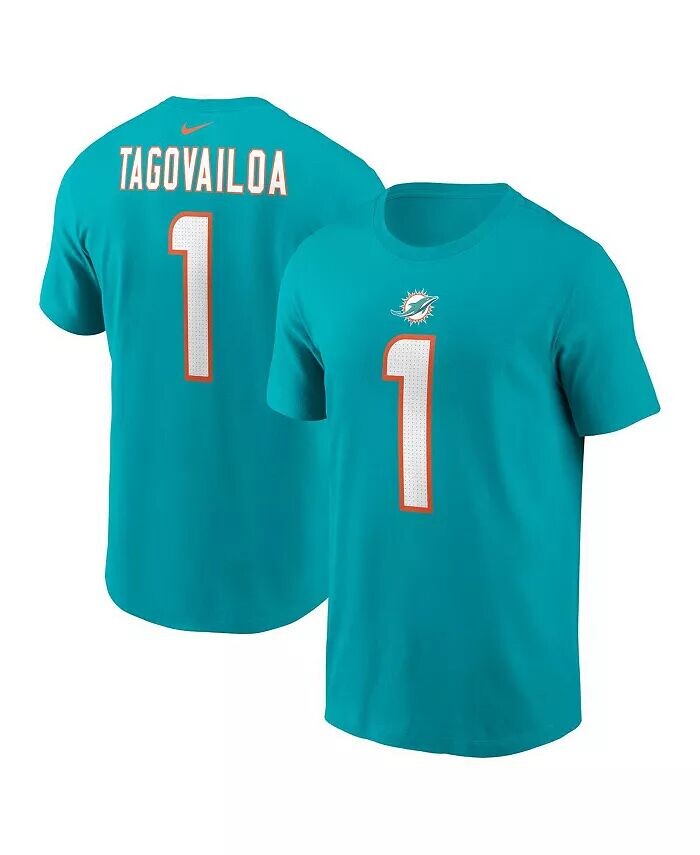 

Мужская футболка Tua Tagovailoa Aqua Miami Dolphins с именем и номером игрока Nike