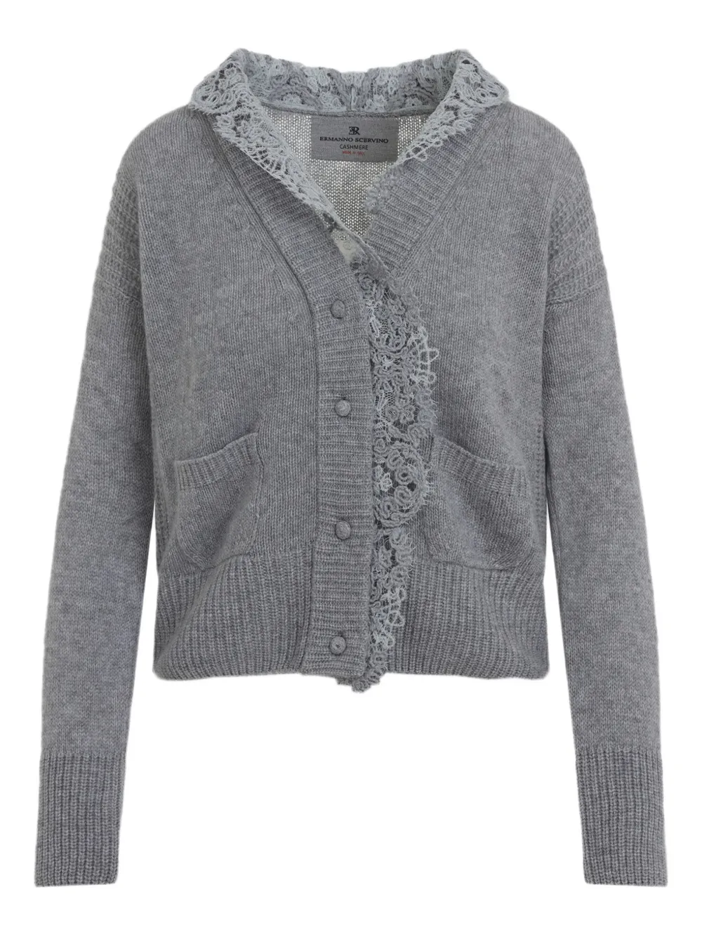 

Кардиган с кружевной отделкой Ermanno Scervino, серый