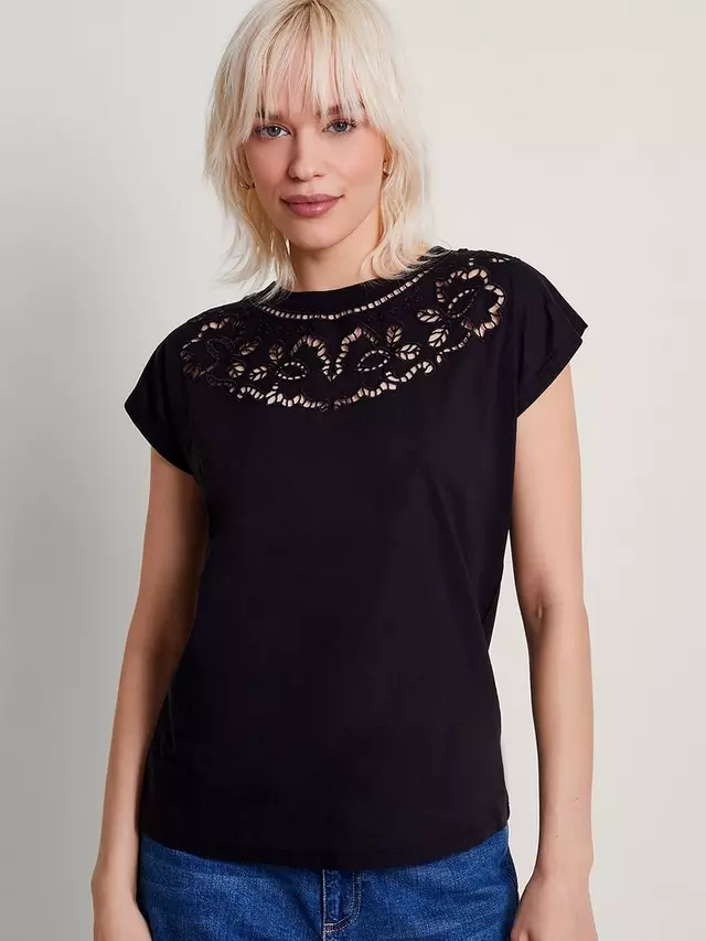 

Футболка Monsoon Garcia Cutwork Cotton, черный