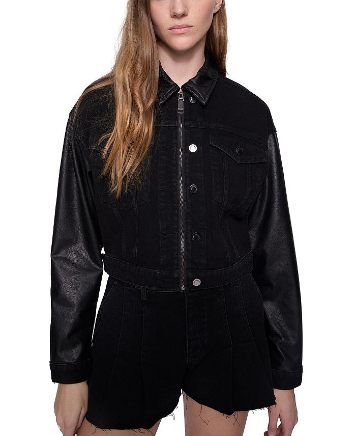 

Короткая куртка Poppy Cropped Combo Rebecca Minkoff, черный