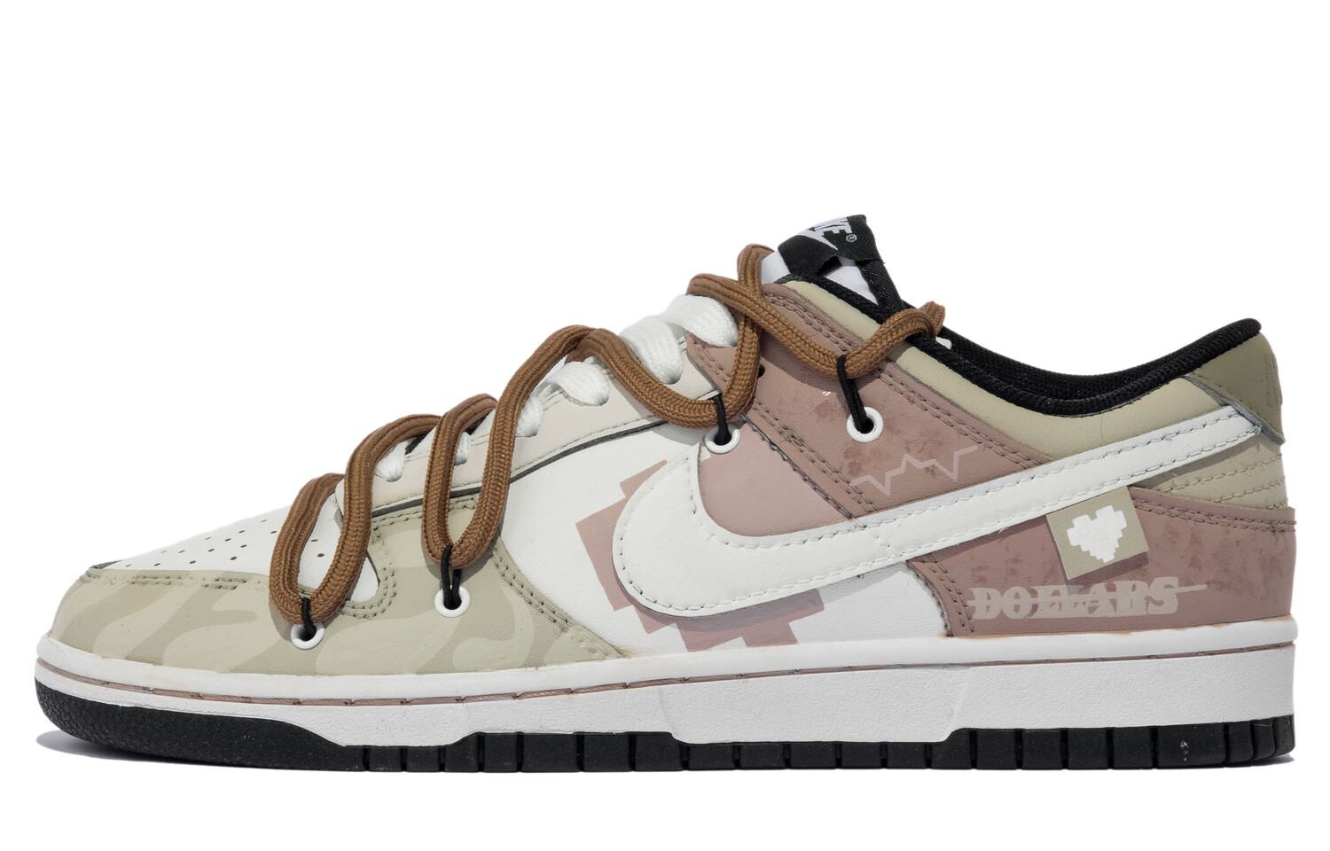 

Кроссовки Nike Dunk Skateboarding Shoes Men Low-top Pink/yellow/brown, белый