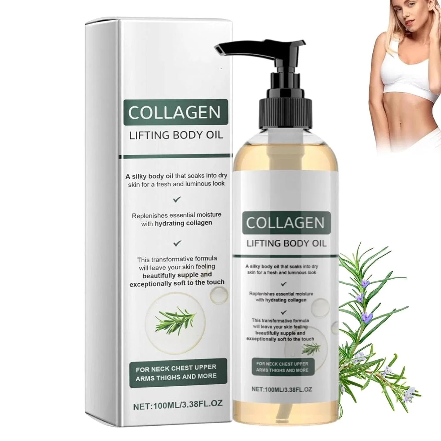 Масло для тела Orelvique Collagen Lifting с экстрактом розмарина Vokkrv, 1Pc
