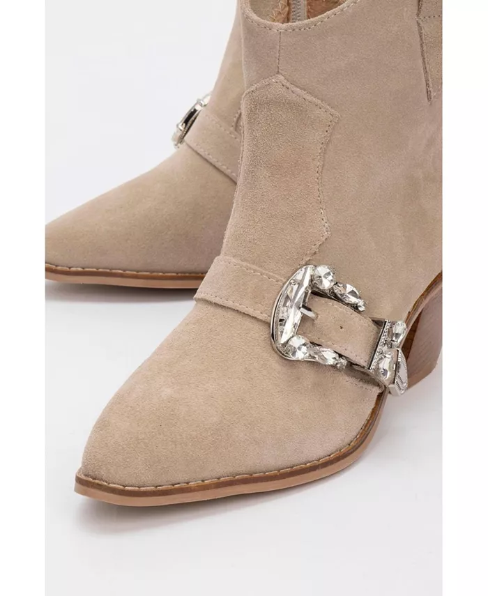 Любые кожаные ботинки с пряжкой (женские) Forever & Always Shoes, загар/бежевый — фото 2