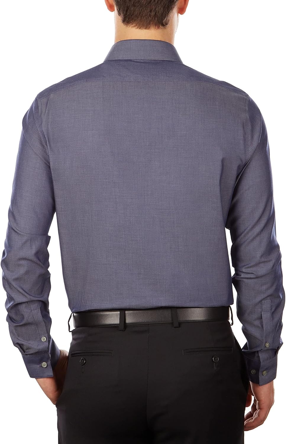 Мужская рубашка Calvin Klein Slim Fit с рисунком «елочка» без желтизны, Smokey Blue — фото 2