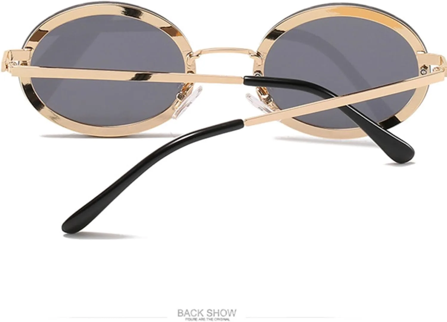 

Женские круглые солнцезащитные очки без оправы со стразами, модные, в металлической оправе, винтажные, с защитой от УФ-излучения UV400 TVTBBVV, Gold-brown