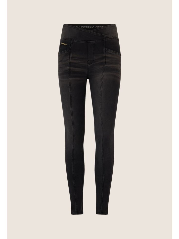 

Тканевые брюки FREDDY High Waist Denim Hose mit überkreutztem Bund, черный