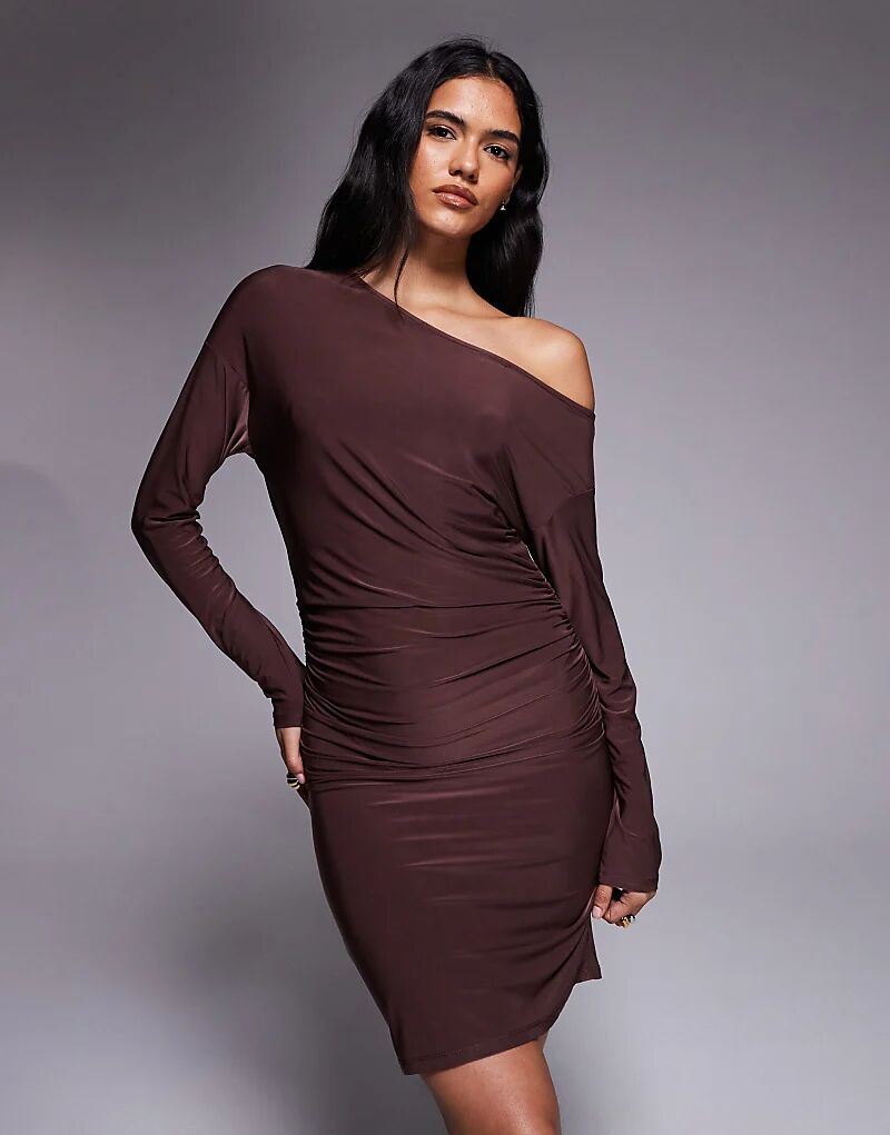 

COLLUSION - плотное, мягкое мини-платье с открытыми плечами темно-фиолетового цвета