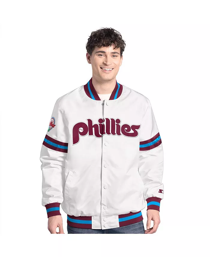 

Мужская белая бейсбольная куртка Philadelphia Phillies Cooperstown Scout на молнии Starter