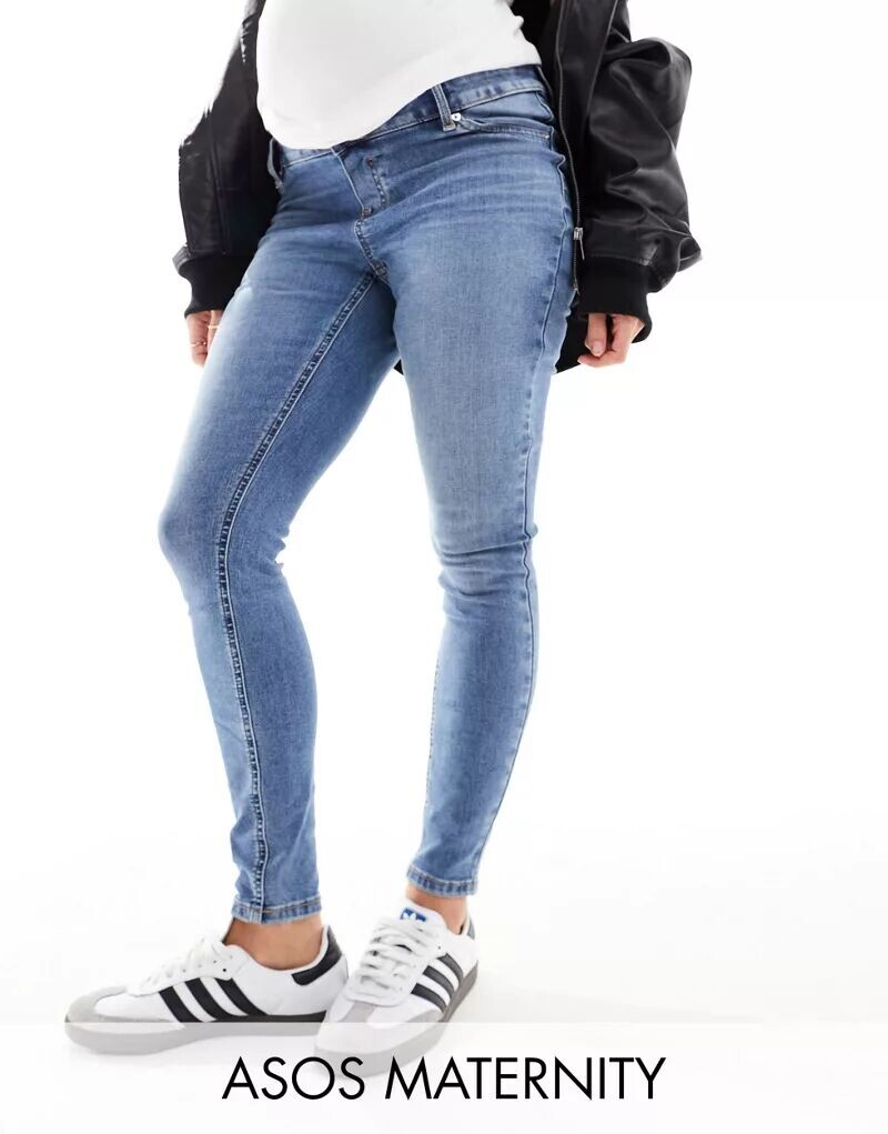 

Голубые джинсы скинни ASOS DESIGN Maternity