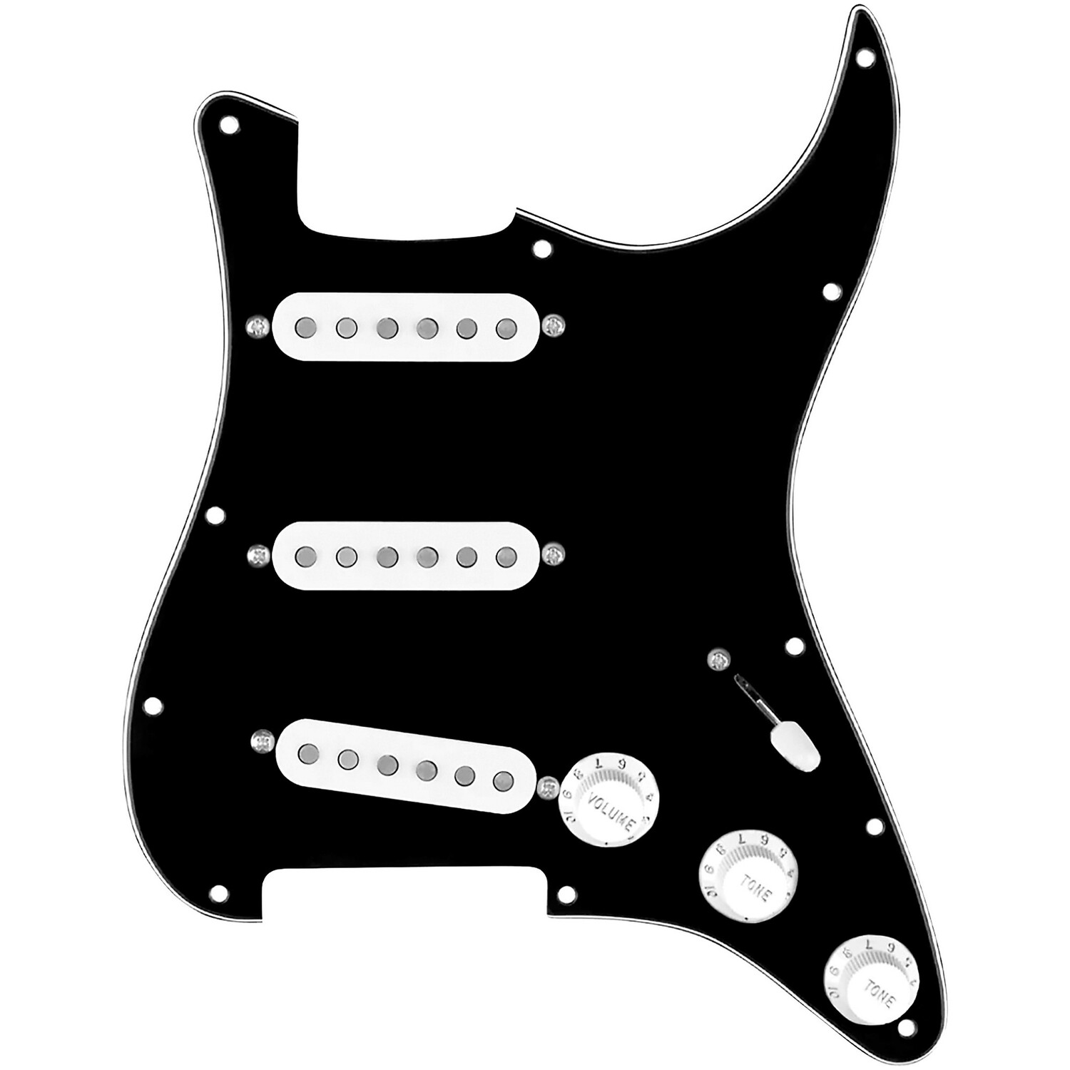 

920d Custom Vintage American Loaded Pickguard для страт с белыми звукоснимателями и жгутом проводов S7W-MT черного цвета
