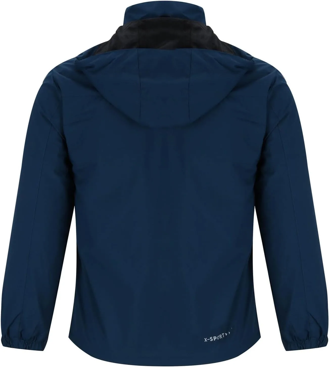 Мужская куртка Casual стильная с капюшоном Water Resistant дождевик Full-Zip легкая для Hiking Fishing ветровка Generic, темно-синий — фото 4
