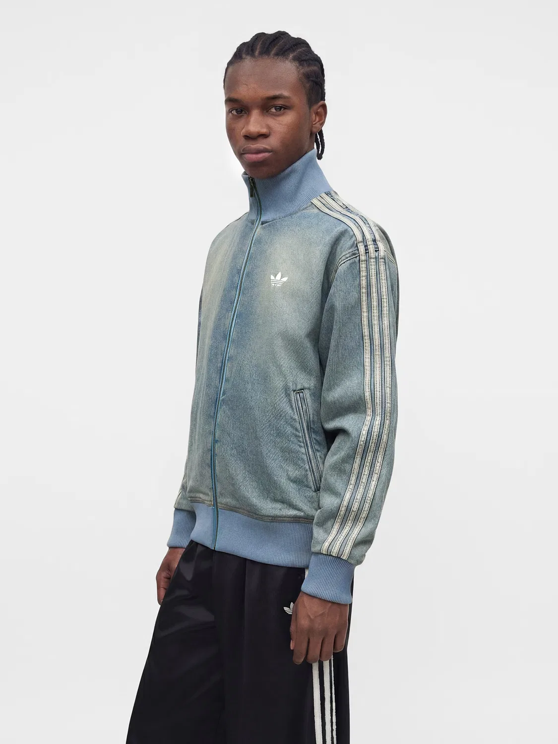 Джинсовая куртка Adidas Originals Between-Season Firebird Adicolor из синего денима — фото 3