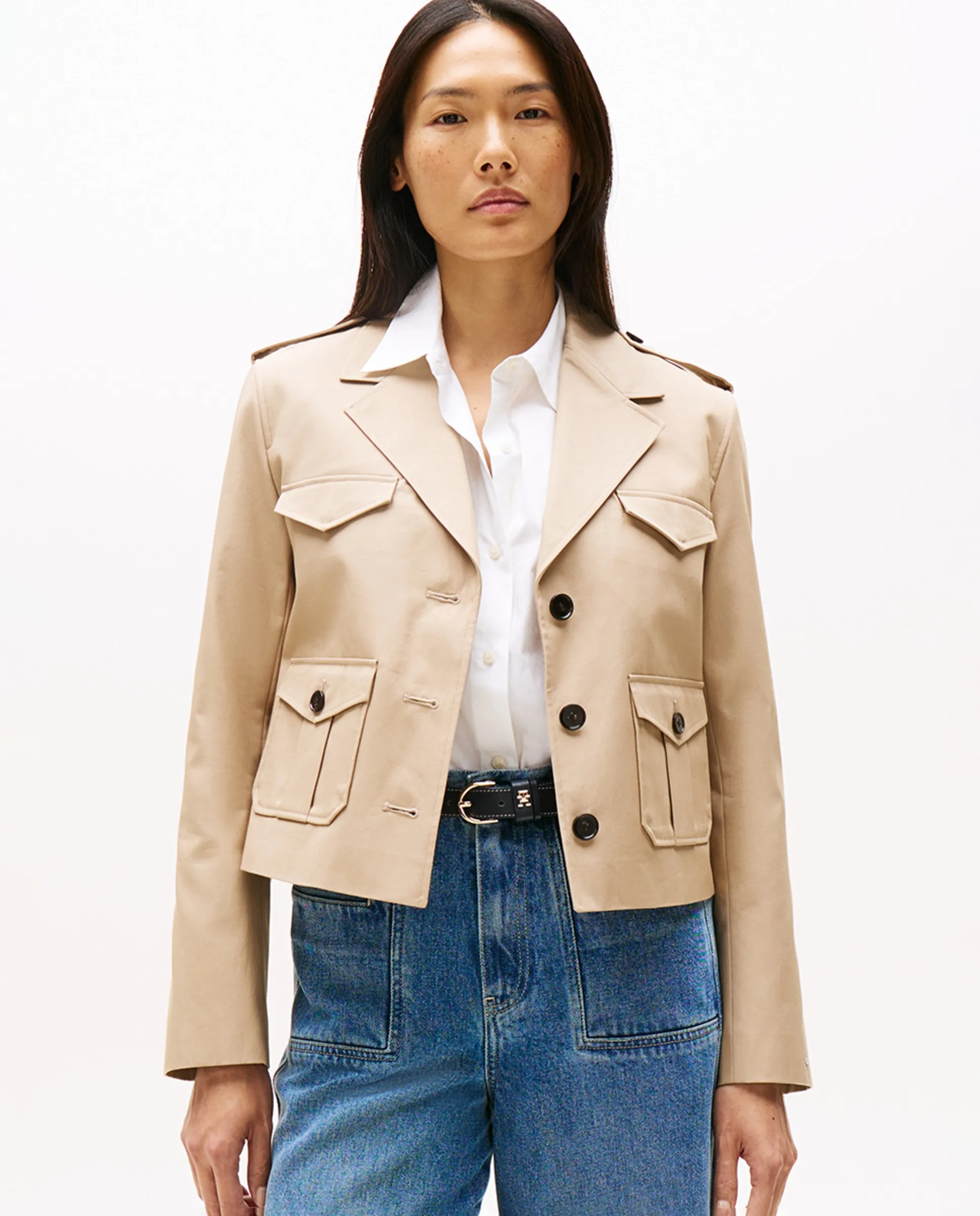 

Короткая женская куртка в военном стиле Tommy Hilfiger, бежевый