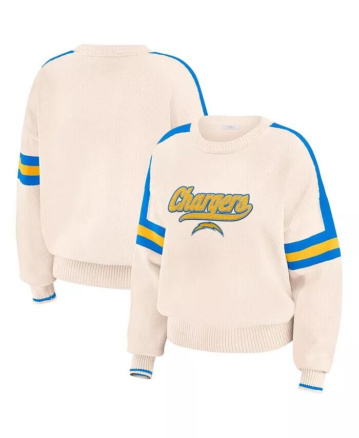 

Женский кремовый свитер-пуловер в полоску Los Angeles Chargers WEAR by Erin Andrews