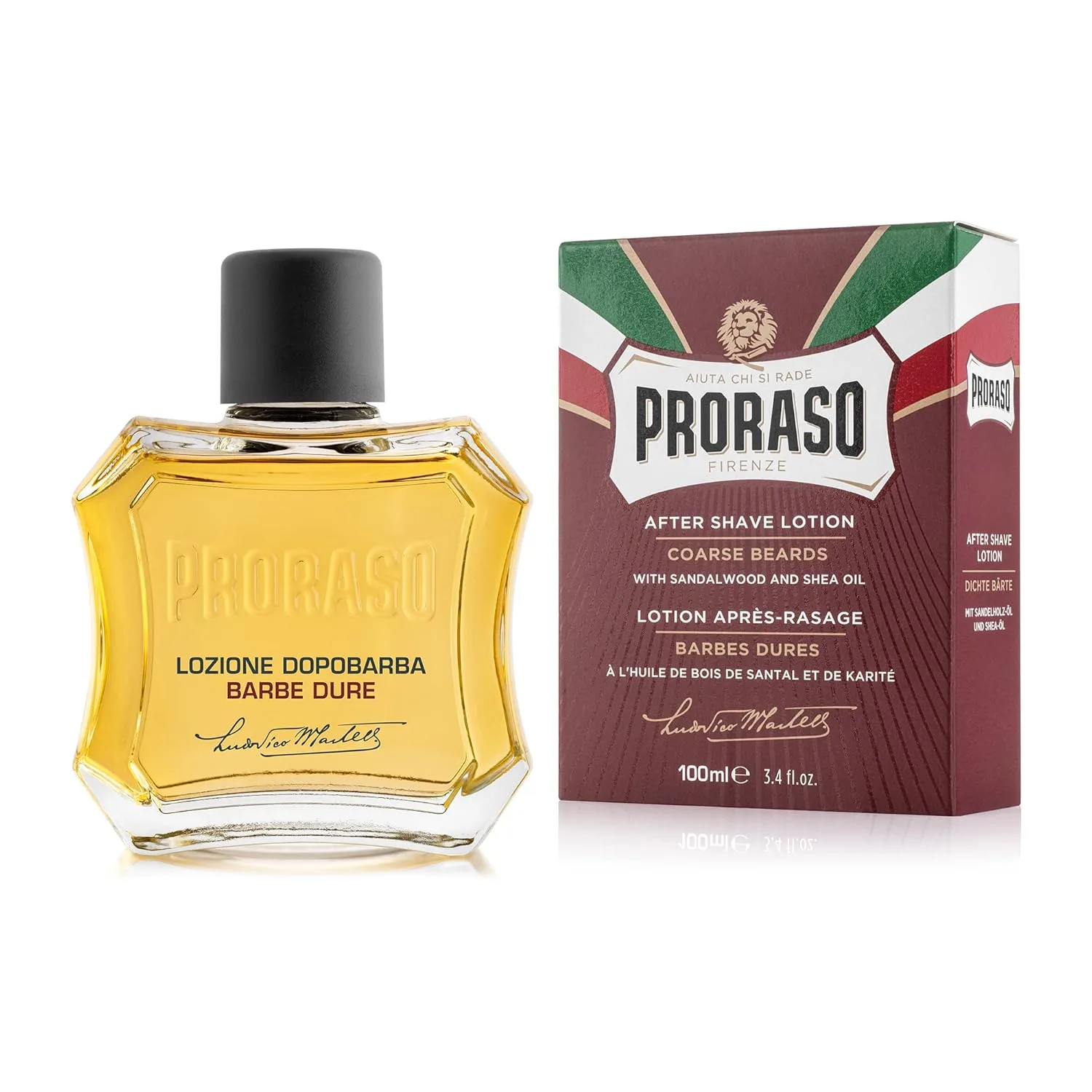 Лосьон после бритья Proraso - масло сандалового дерева и масло ши - увлажняющий и питательный спрей после бритья для жесткой бороды - премиальное итальянское средство для бритья для мужчин - 95 мл