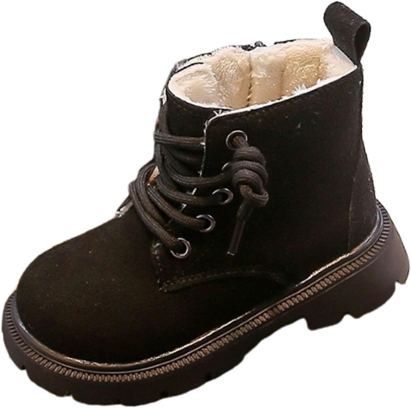 

Сапожки для детей зимние теплые ботинки с боковой молнией, с искусственным мехом, ботинки на щиколотку для мальчиков и девочек, высокие кроссовки на щиколотку Generic, Black