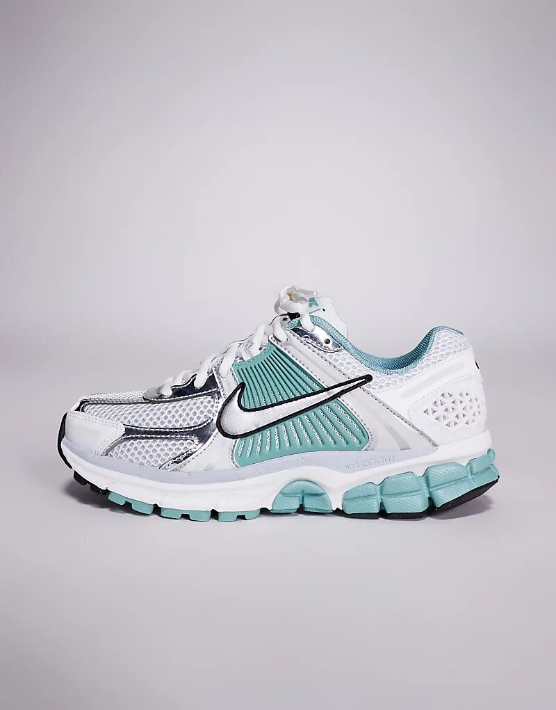 Кроссовки унисекс Nike Zoom Vomero 5 серебристого и светло-зеленого цветов — фото 2