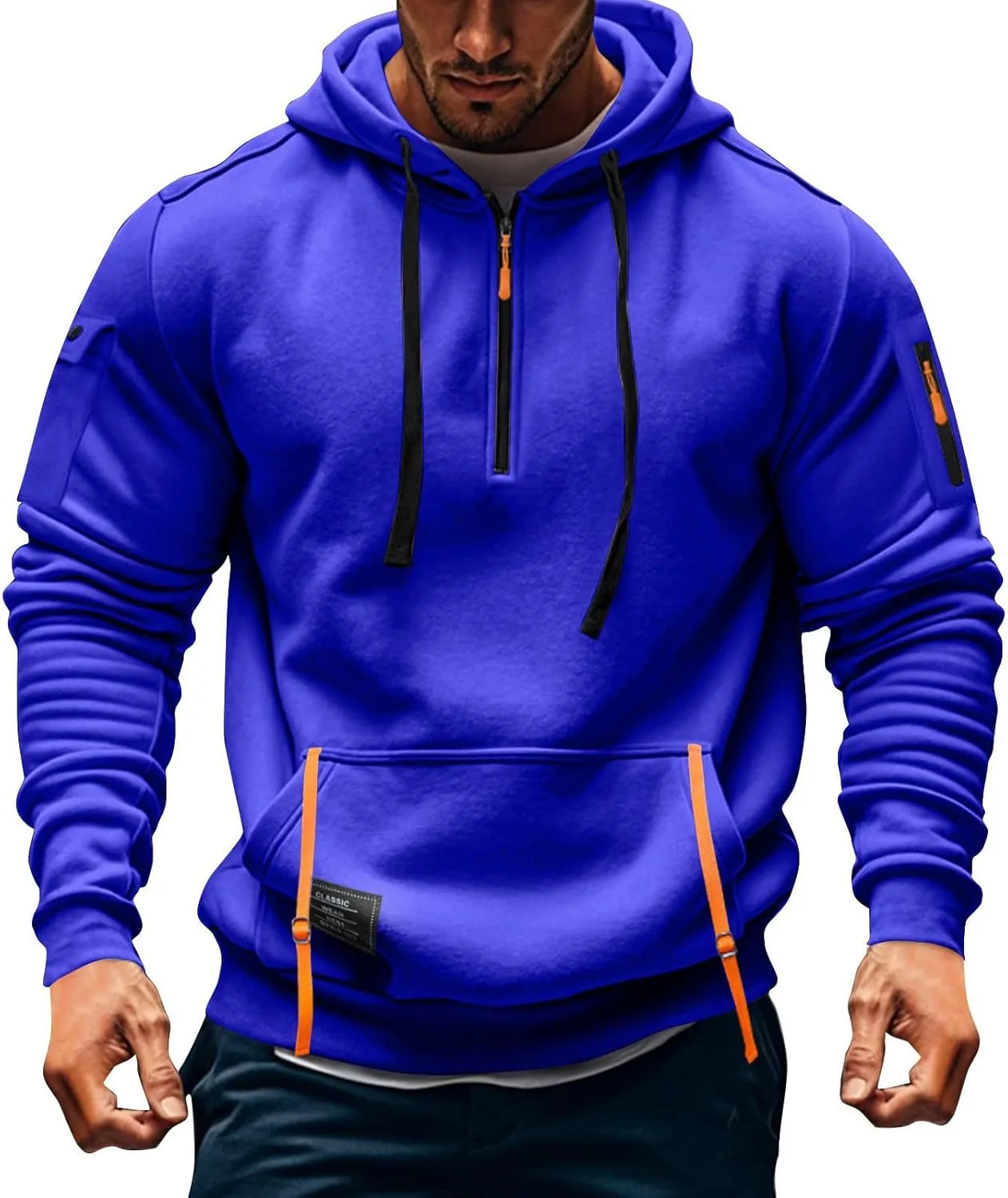 

Толстовка с капюшоном Quater Zip Up для мужчин с карманами