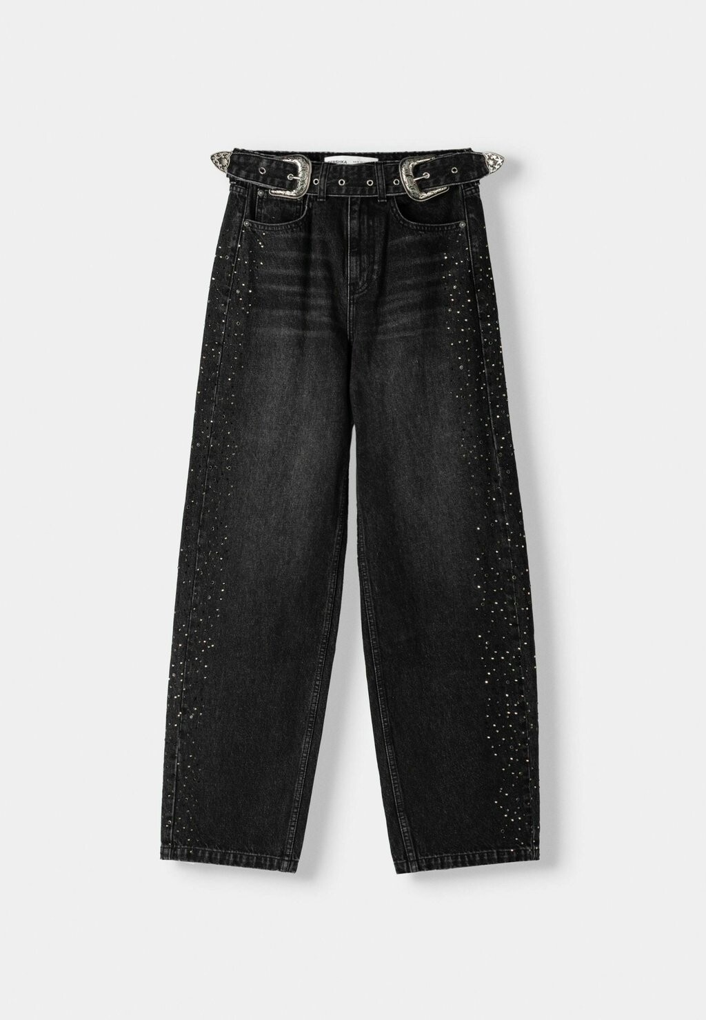 

Джинсы свободного кроя BALLOON WITH STUDS Bershka, черный