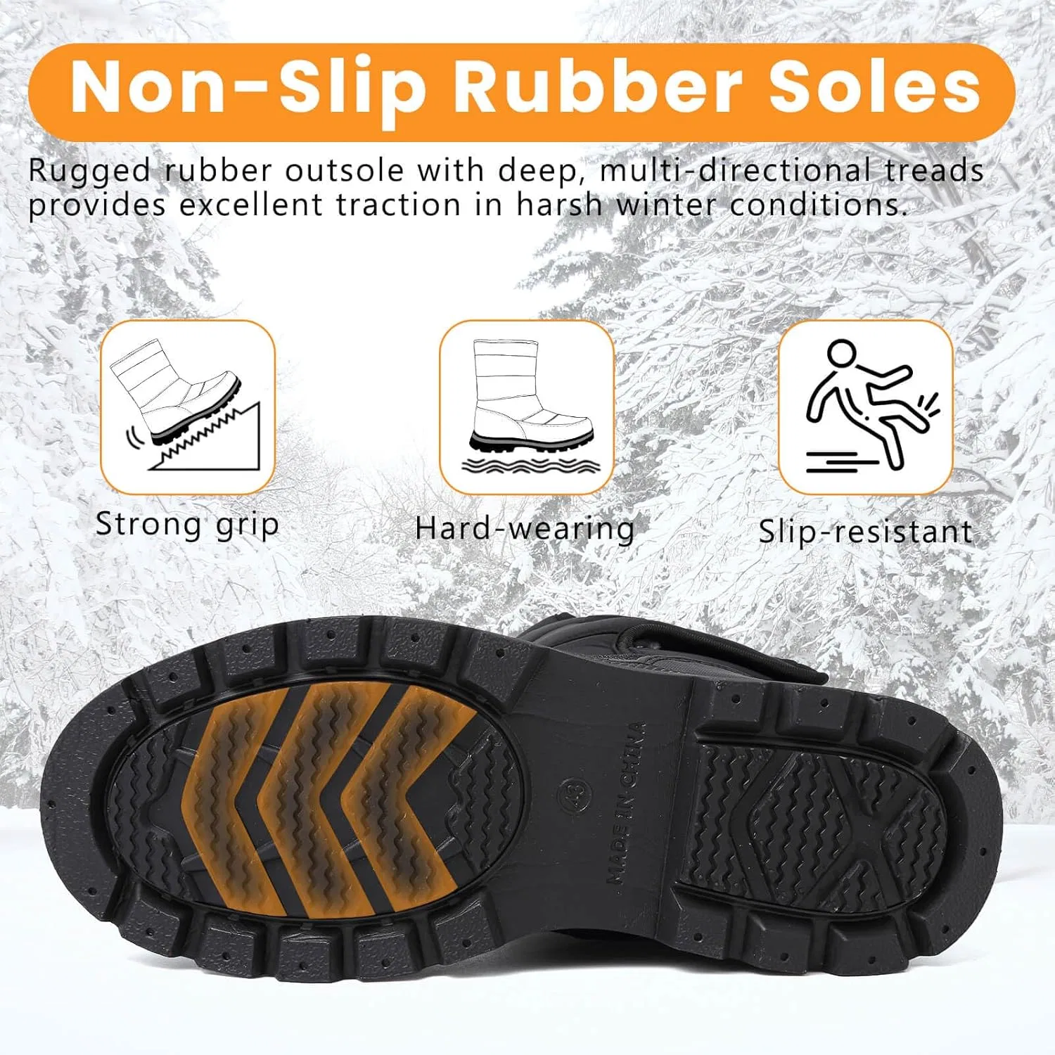 Ботинки todaysunny Schneestiefel für Herren, wasserdicht, mit Pelz gefüttert, warm, leicht, wadenhoch, lässig, Outdoor, kaltes Wetter, Unisex,, Black — фото 4