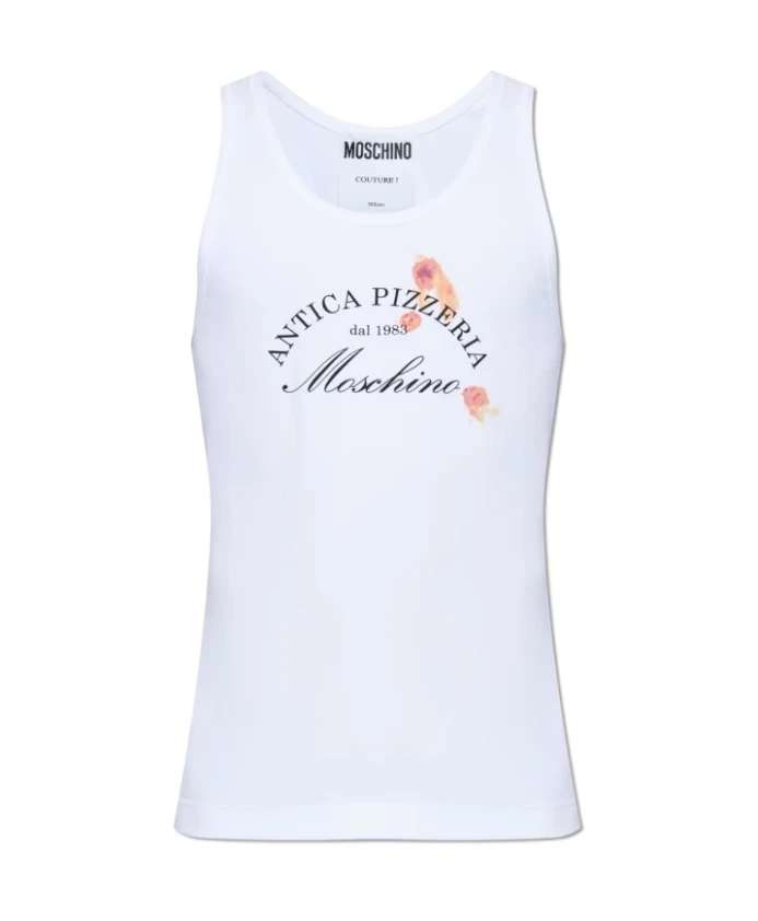 

Белая вискозная майка в итальянском стиле. Moschino, белый
