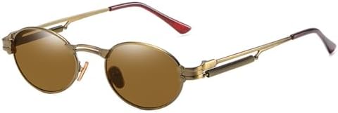 

2027 Женские ретро-солнцезащитные очки в винтажном панк-стиле, овальные солнцезащитные очки для мужчин, круглые солнцезащитные очки с защитой от УФ-излучения UV400 MTZJH, Gold With Brown