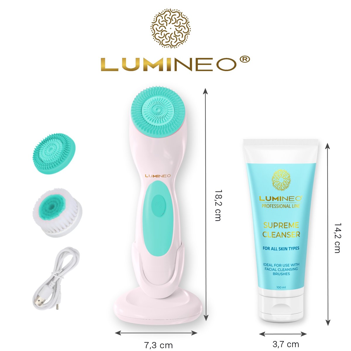 

Кисть pro lumineo 4 кончика + гель для проблемной кожи, бирюзовый