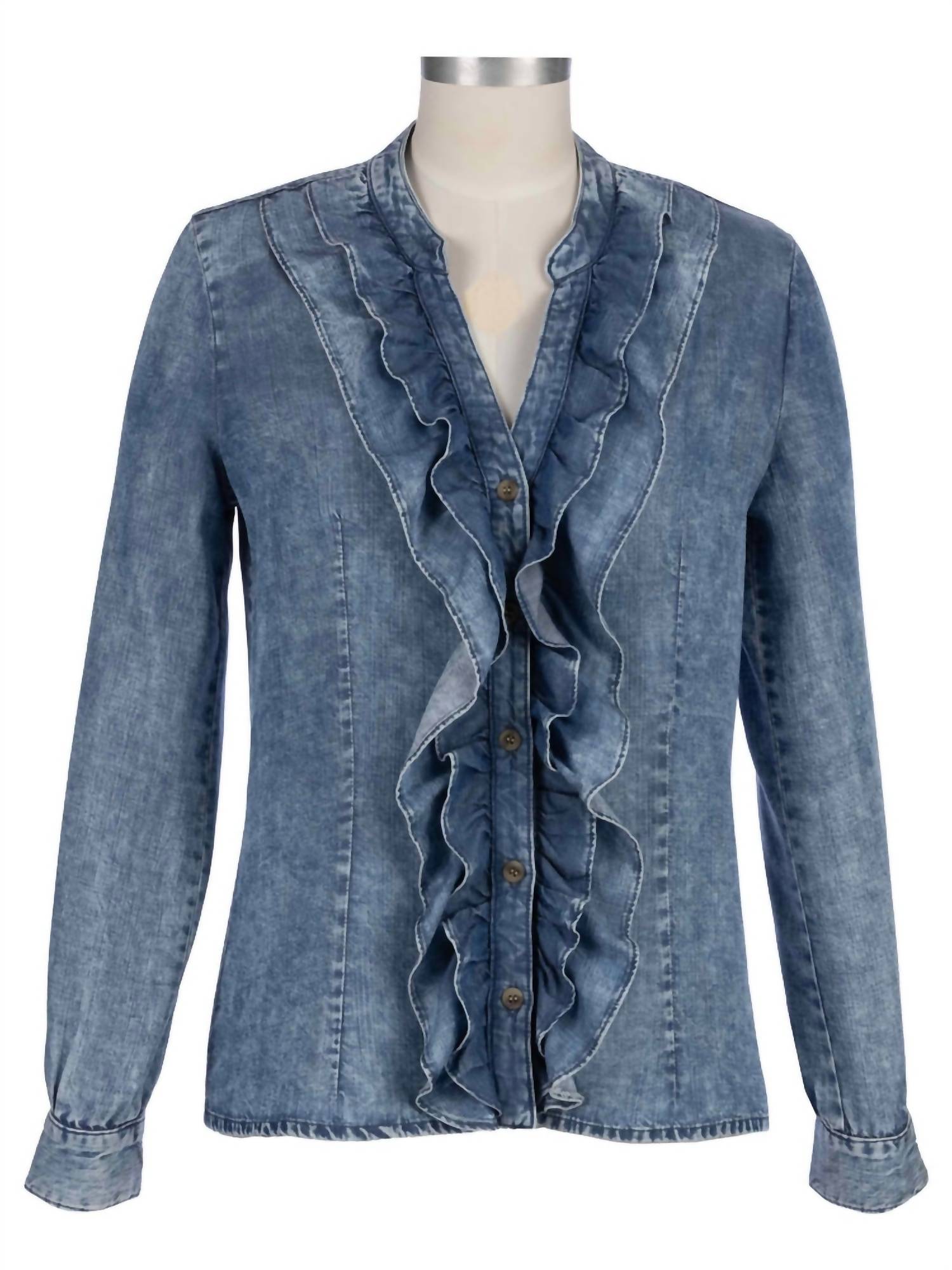 

Рубашка Fallon Double Ruffle на пуговицах, цвет Medium Wash KUT FROM THE KLOTH