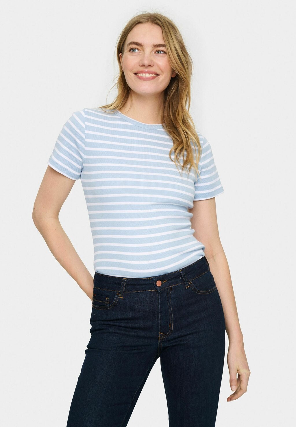 

Футболка с набивным рисунком ASTER STRIPE Saint Tropez, светло-голубой