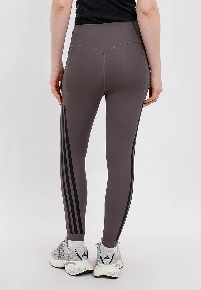 Леггинсы для фитнеса 7/8, три полоски, Optime Workout, Adidas, цвет Charcoal — фото 3