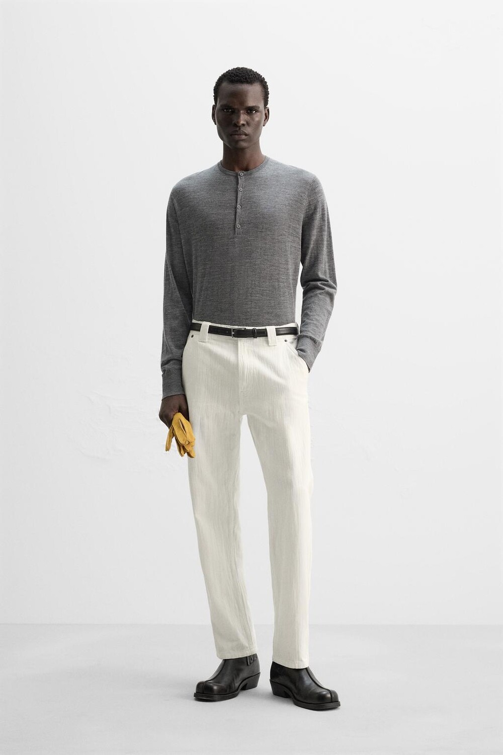 

Текстурные брюки чинос ZARA, экрю