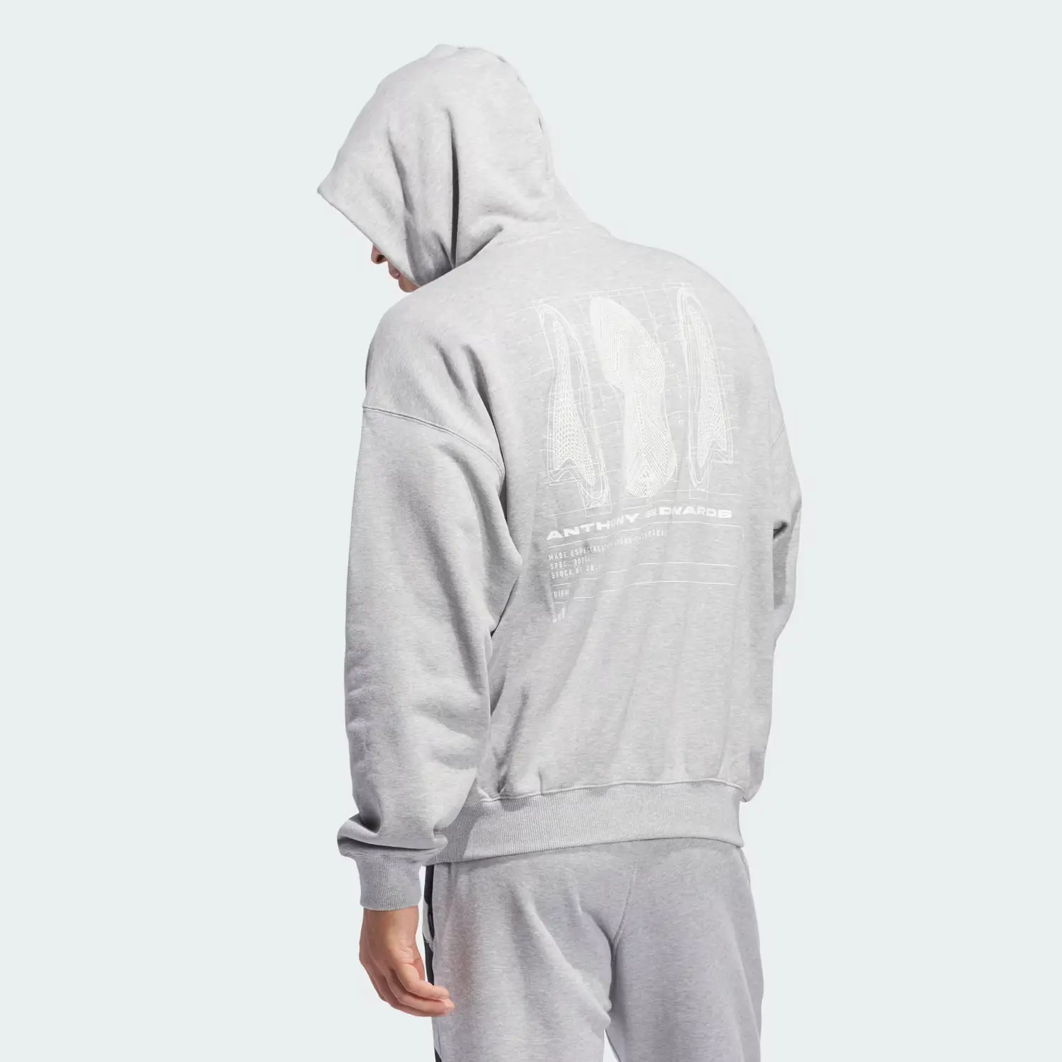 Толстовка BASKETBALLANTHONY EDWARDS Collection FW24 Мужская Средне-серый вереск Adidas, Средне-серый вереск Цветок — фото 4