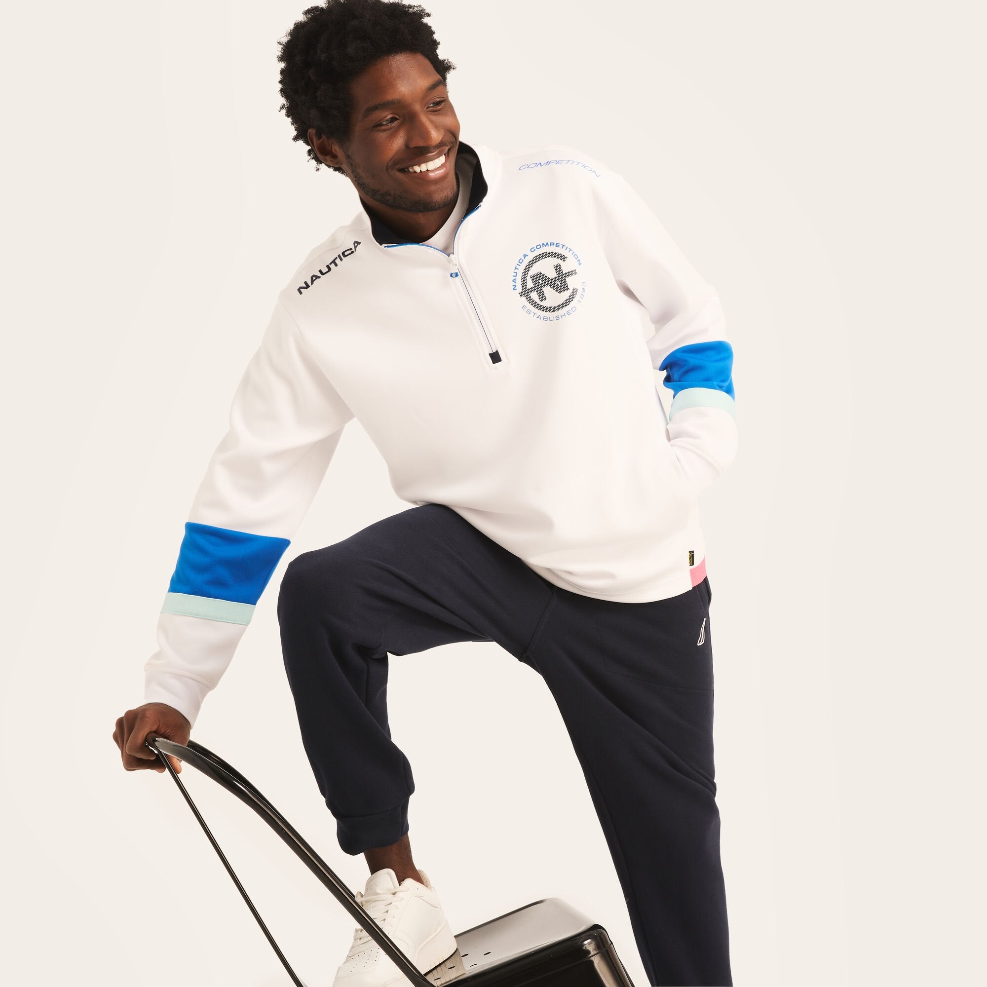 

Мужская толстовка Nautica Competition Sustainably Crafted Half-Zip, цвет bright white