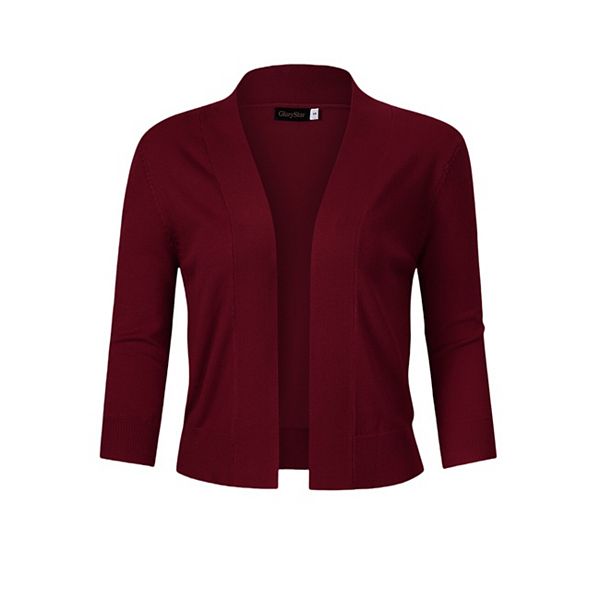 

Женский укороченный болеро с 3/4 рукавом и открытой передней частью Clearflower, Rose Violet