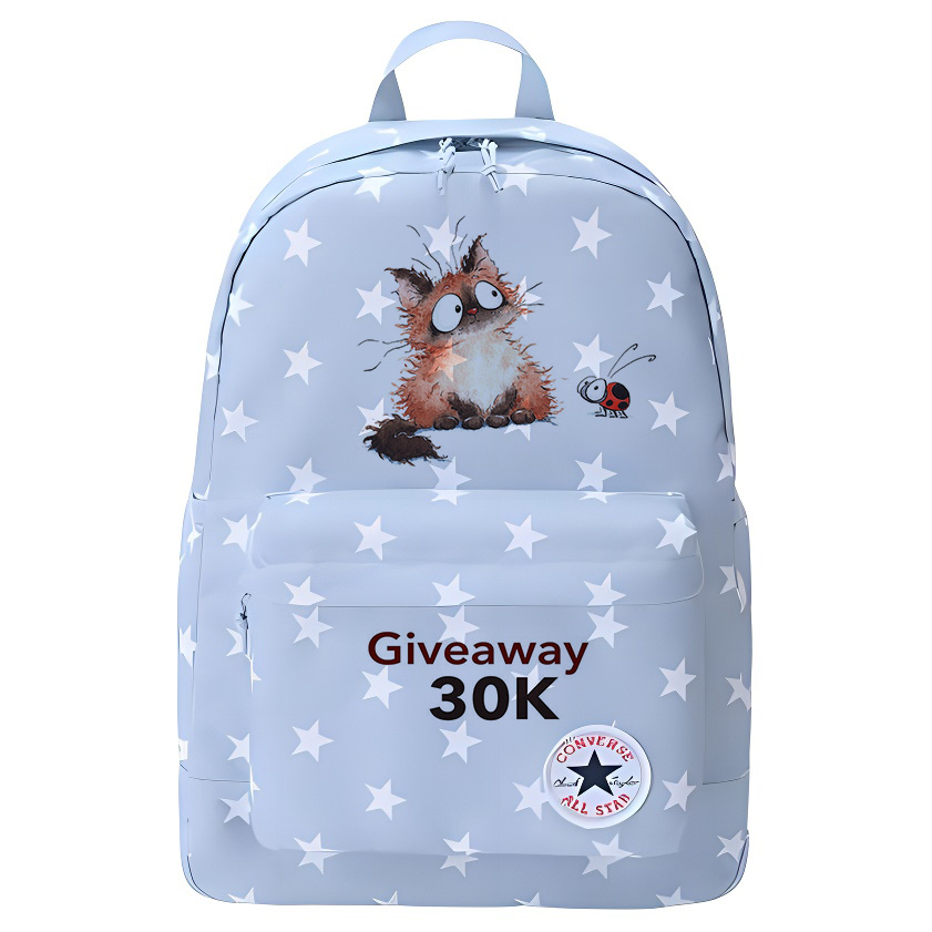 

Converse Полиэстеровый рюкзак среднего размера унисекс светло-дымчато-голубой, Kitten and Ladybug