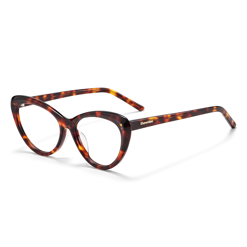 

SHAWN LEE Пластиковые и металлические очки в стиле "кошачий глаз" унисекс, Tortoiseshell