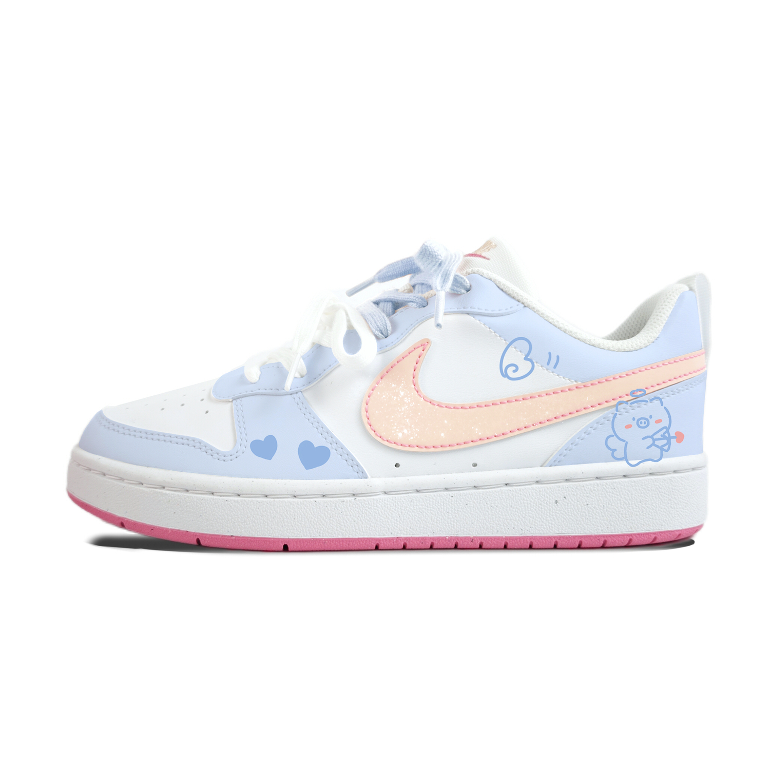 

Кроссовки для скейтбординга Court Borough Cupid Mismatched Slip Resistant Abrasion Resistant для детей Unisex Nike, белый