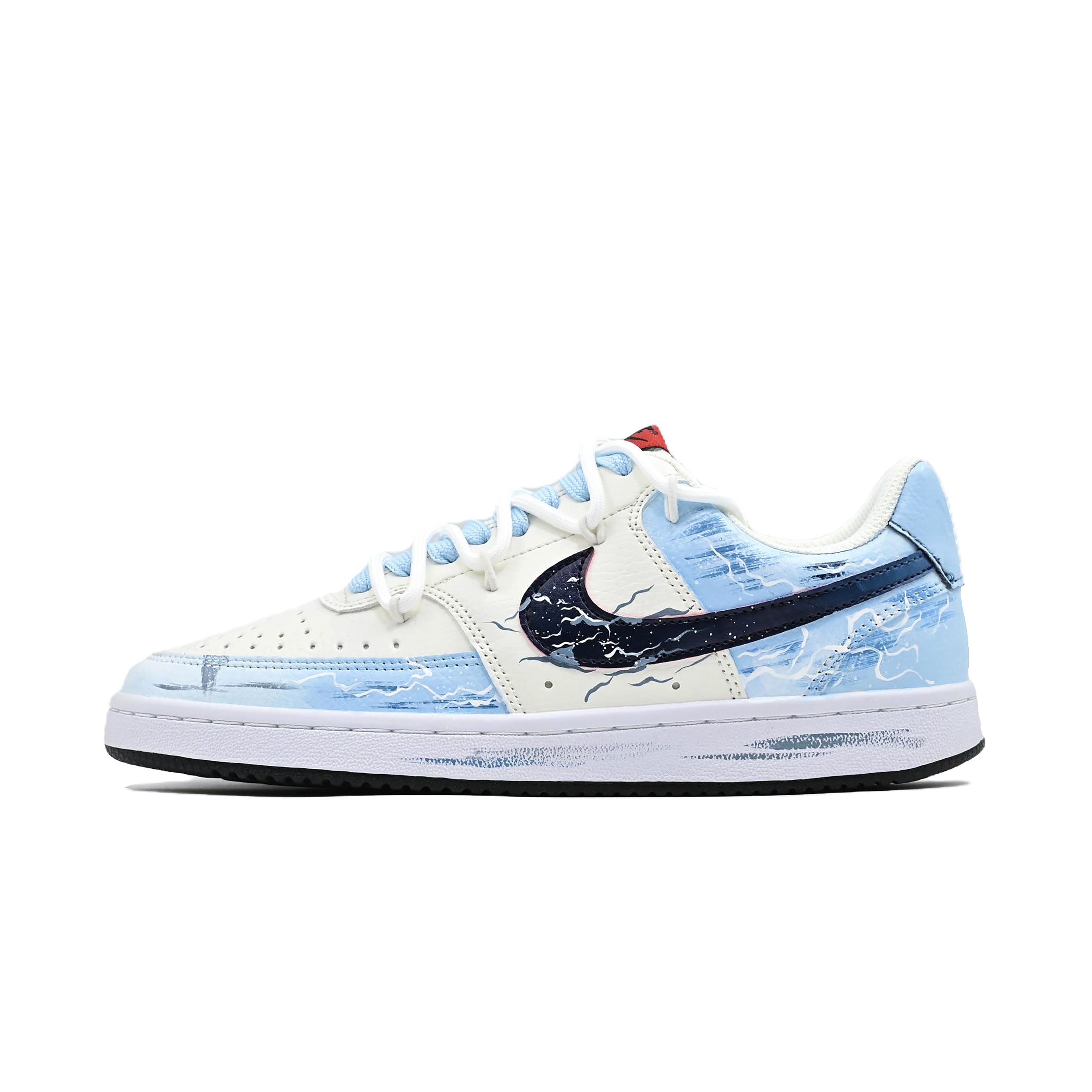 

Nike Кроссовки Court Vision 1 Blue Language устойчивые к истиранию мужские низкие сине-белые, цвет Blue White