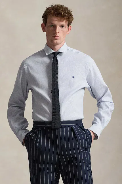 Классическая рубашка из льна с хлопком Polo Ralph Lauren, синий