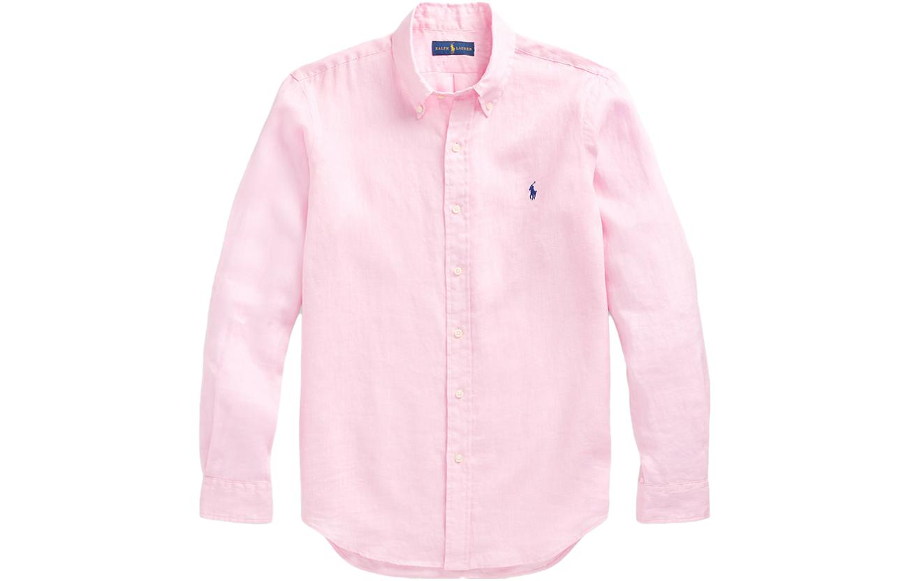 Рубашка с вышитым логотипом на пуговицах Polo Ralph Lauren, розовый — фото 3