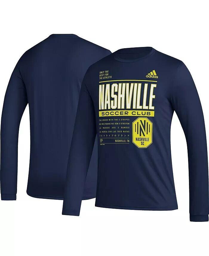 

Футболка мужская темно-синяя Nashville SC Club DNA с длинным рукавом adidas
