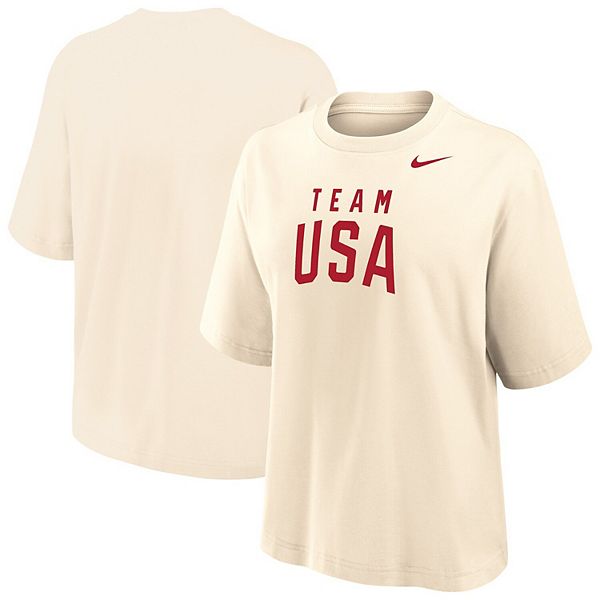 

Женская футболка Boxy Team USA в кремовом цвете Nike, Бежевый, Женская футболка Boxy Team USA в кремовом цвете Nike